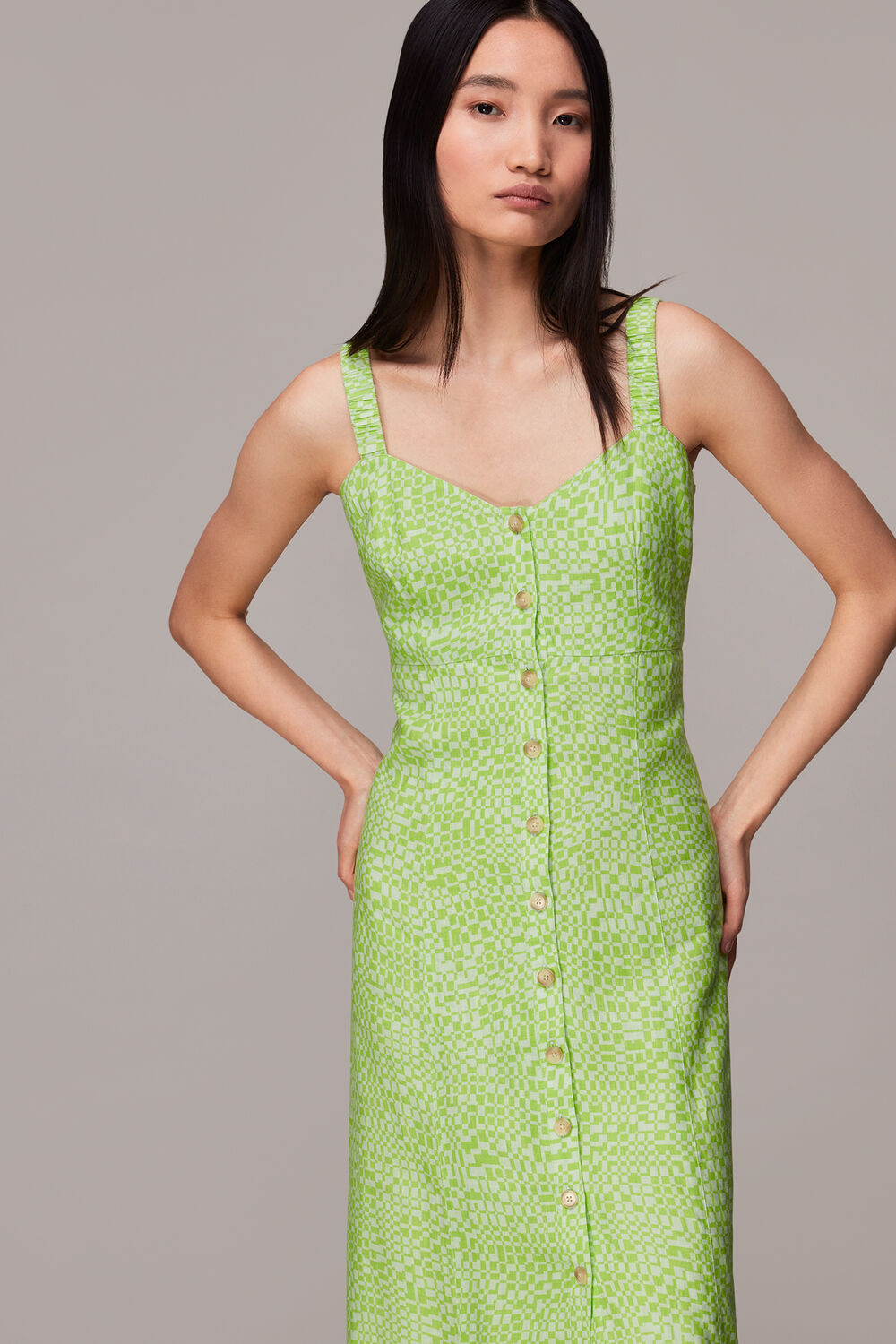 Warped Checkerboard Midi Dress
