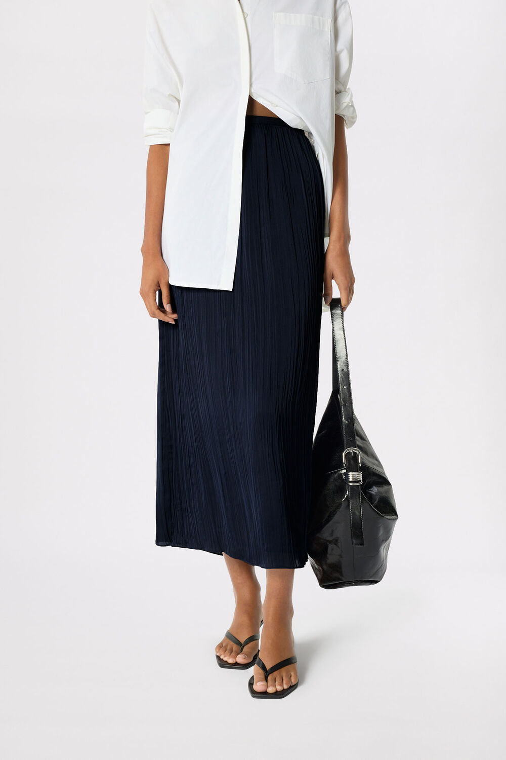 Plisse Column Midi Skirt