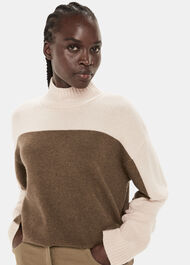 Wool Colour Block Funnel Neck