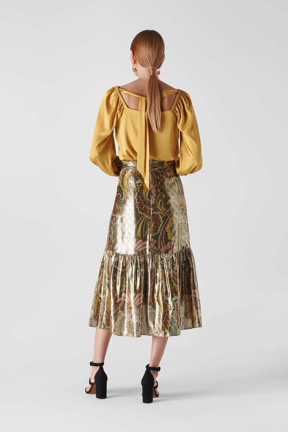 Paisley Metallic Skirt Multicolour