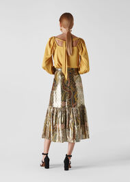 Paisley Metallic Skirt Multicolour