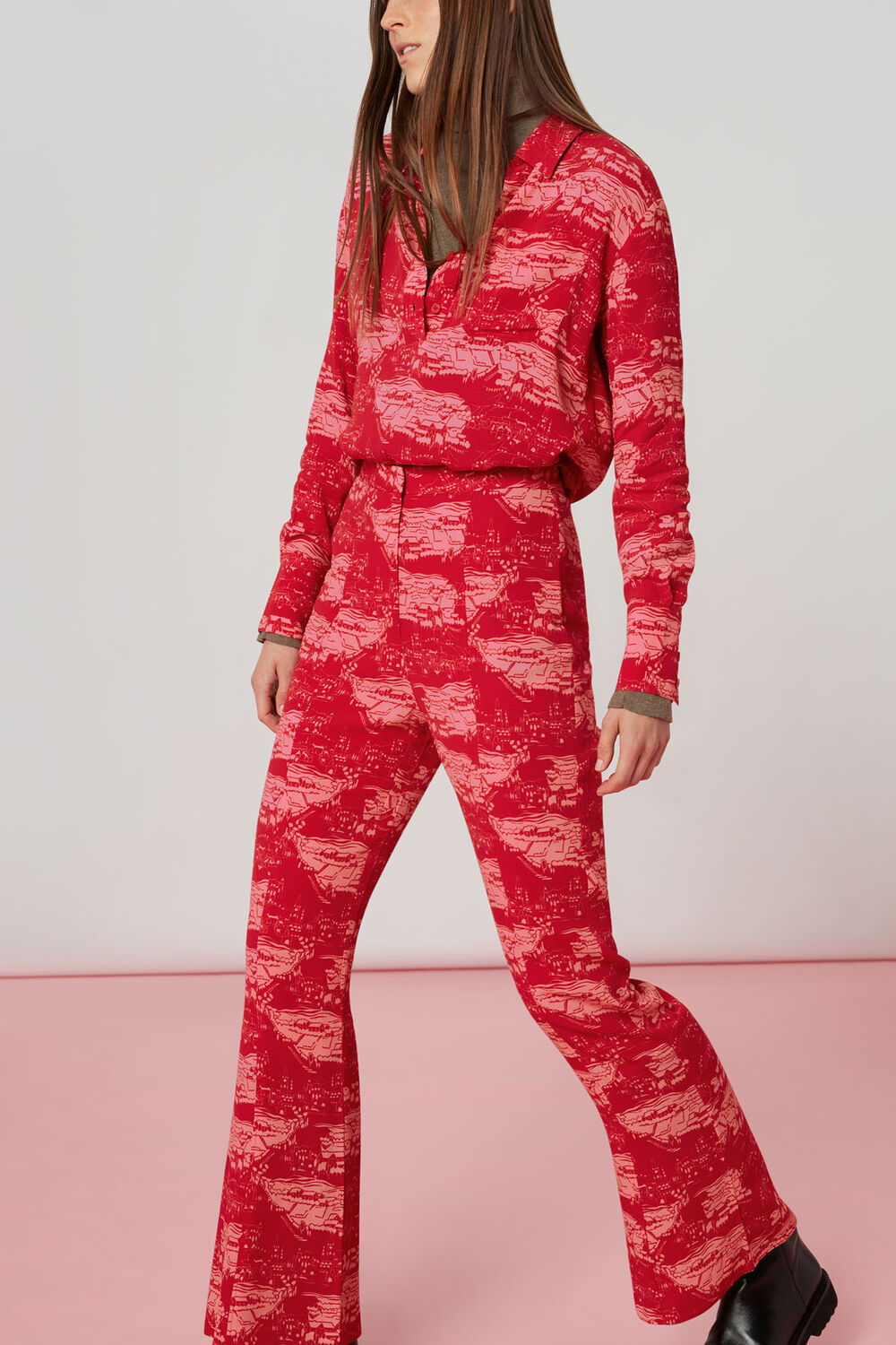 Field Print Flared Trousers