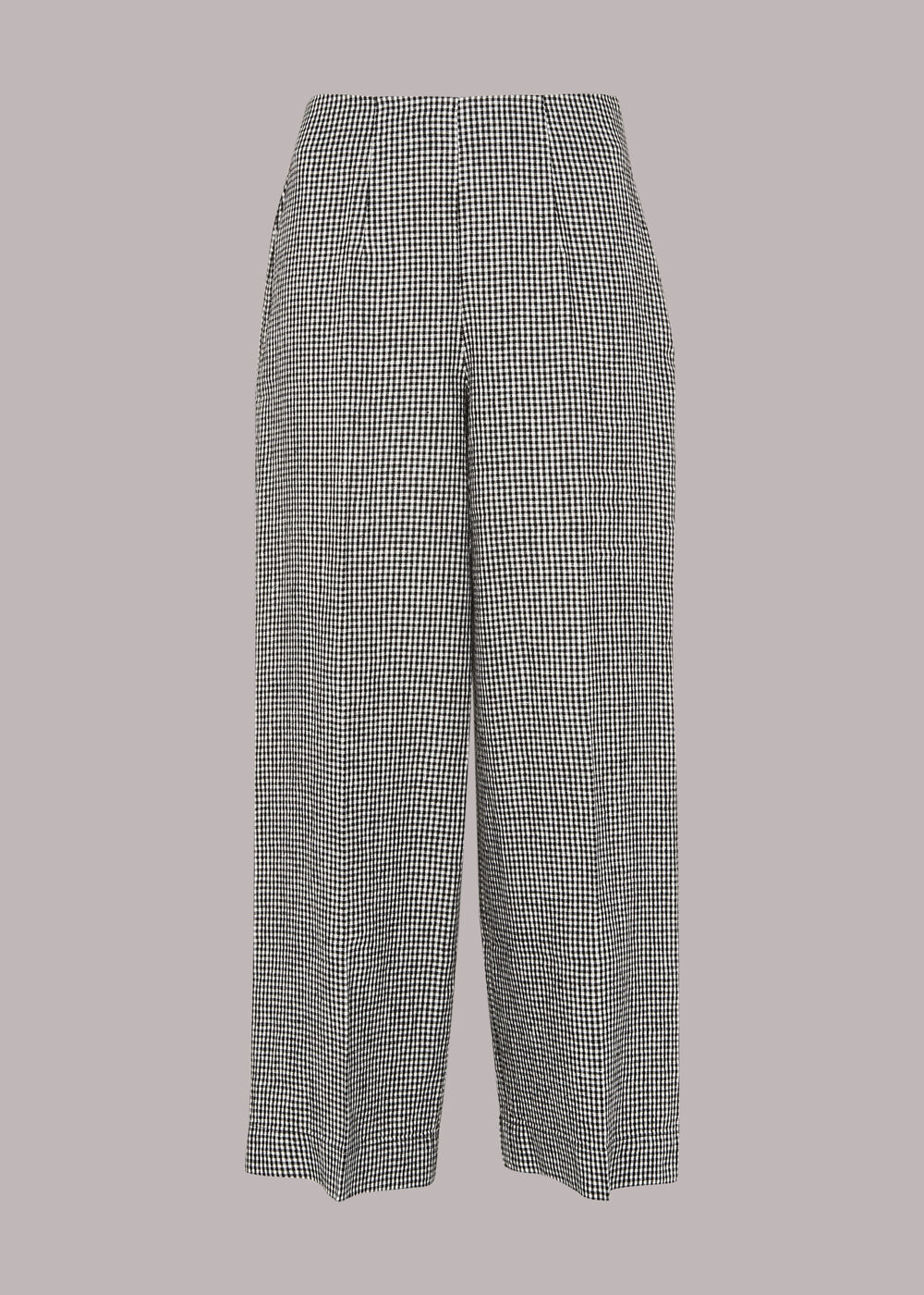 Checked Linen Crop Trouser