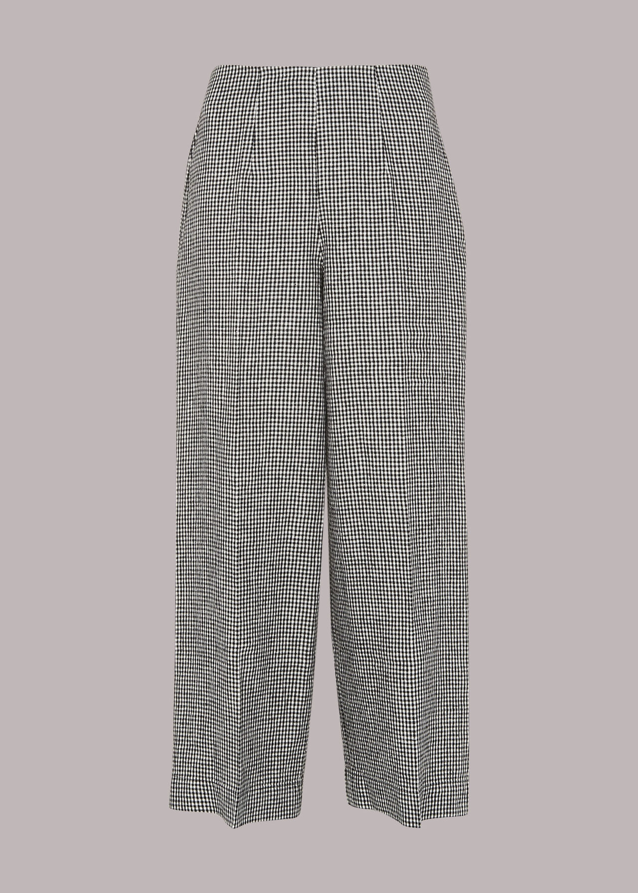 Checked Linen Crop Trouser