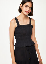Button Front Crinkle Skirt
