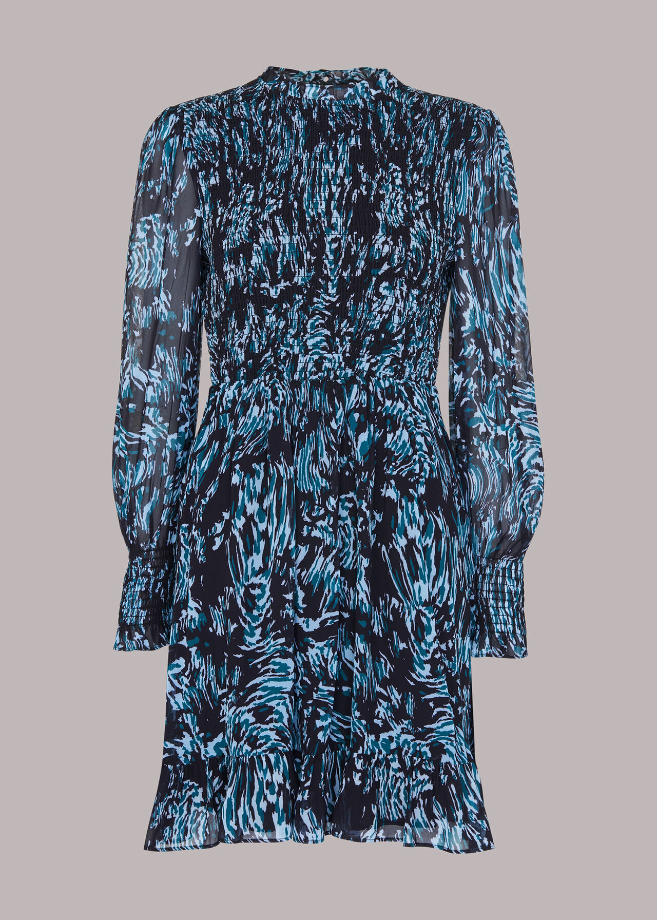 Wood Tiger Shirred Dress