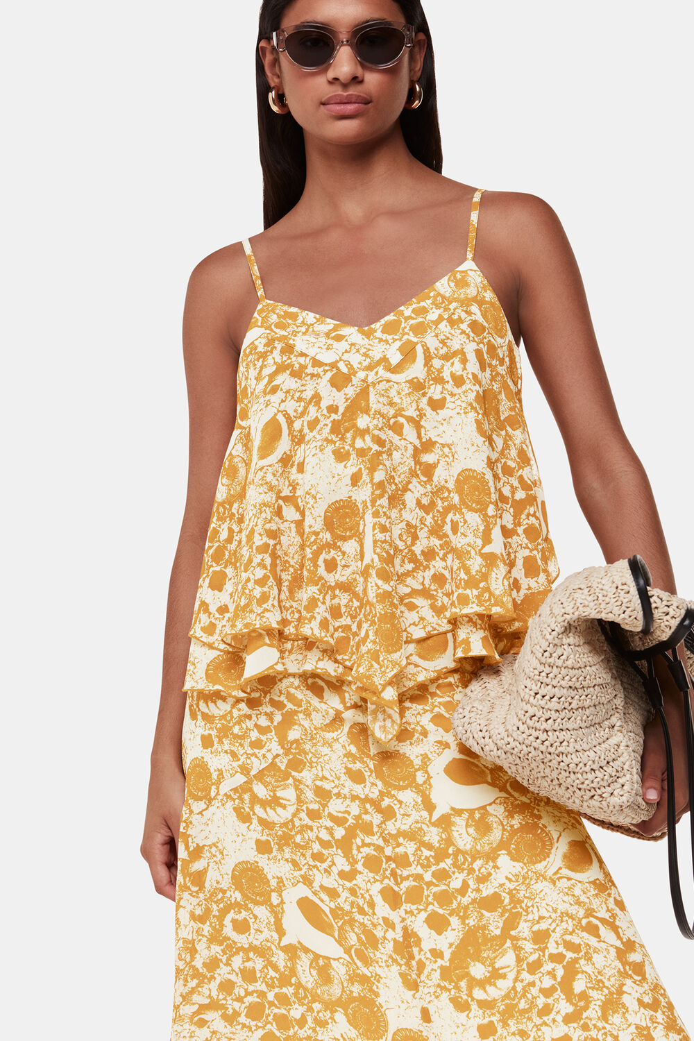 Yellow Seashore Print Cami Top