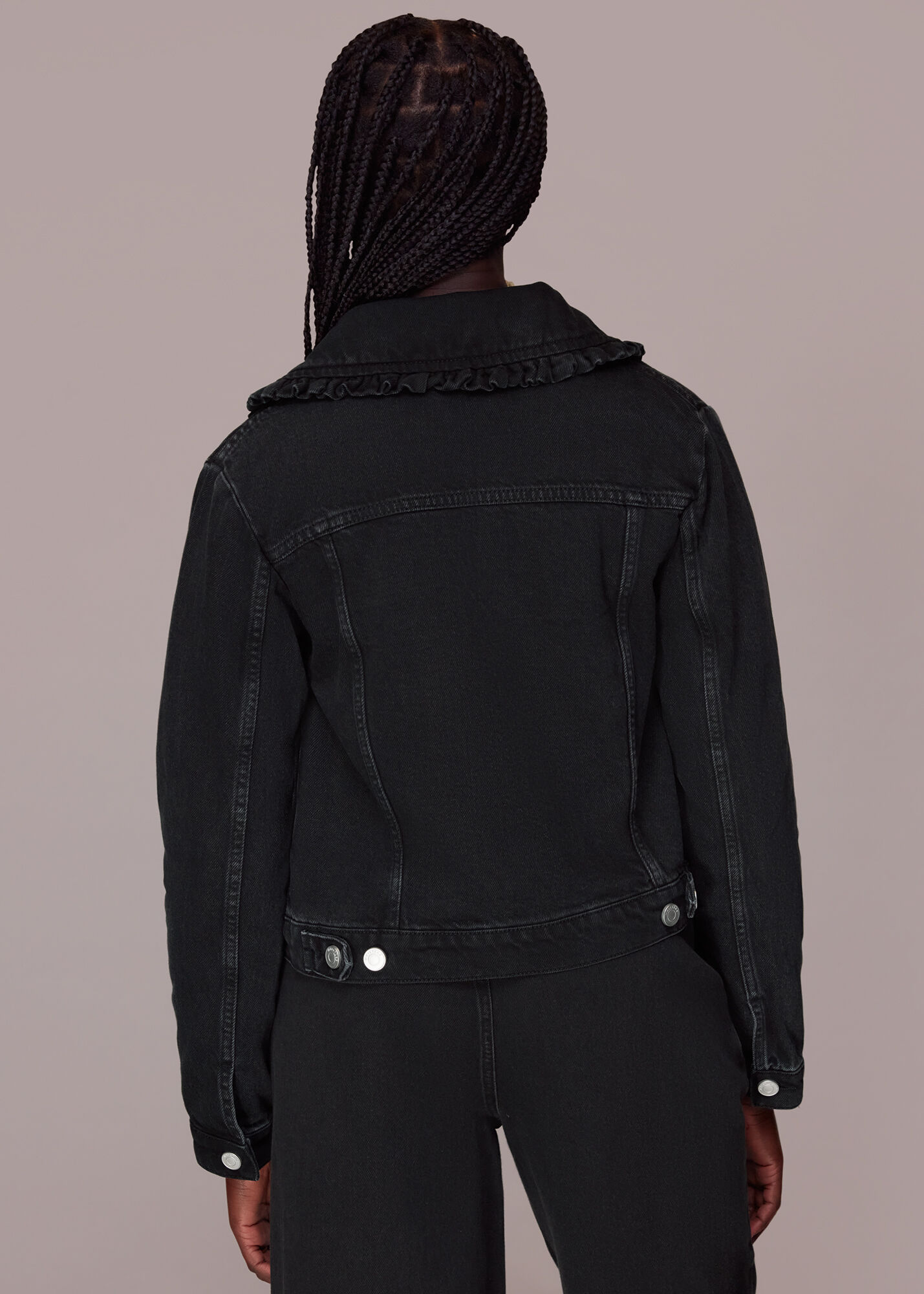 Black Collar Detail Denim Jacket WHISTLES