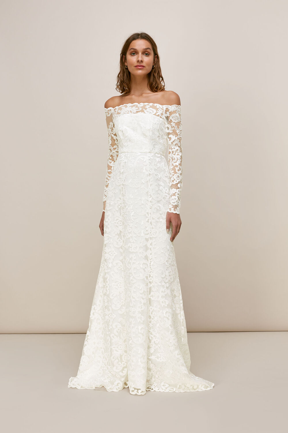 Melba Bardot Wedding Dress Ivory