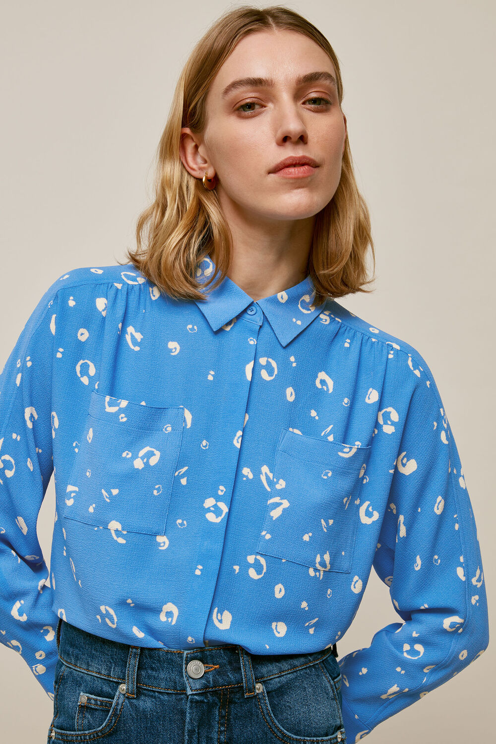 Watercolour Animal Blouse Blue/Multi