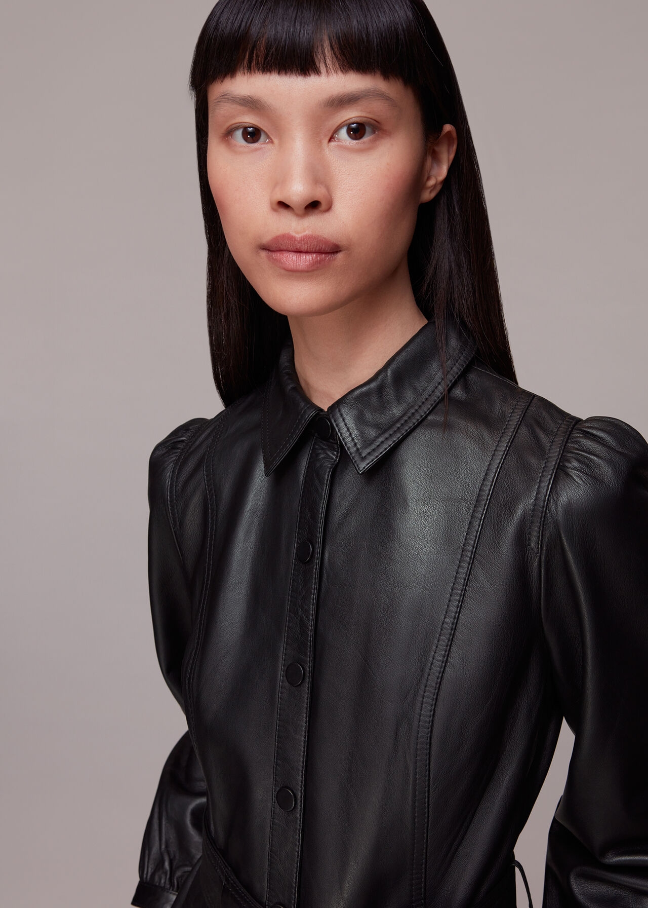 Phoebe Leather Shirt Dress