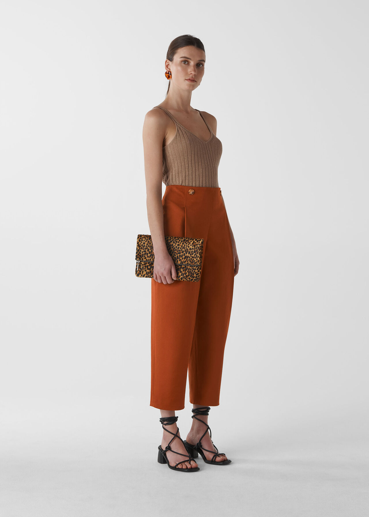 Alicia Deep Pleat Trouser Rust