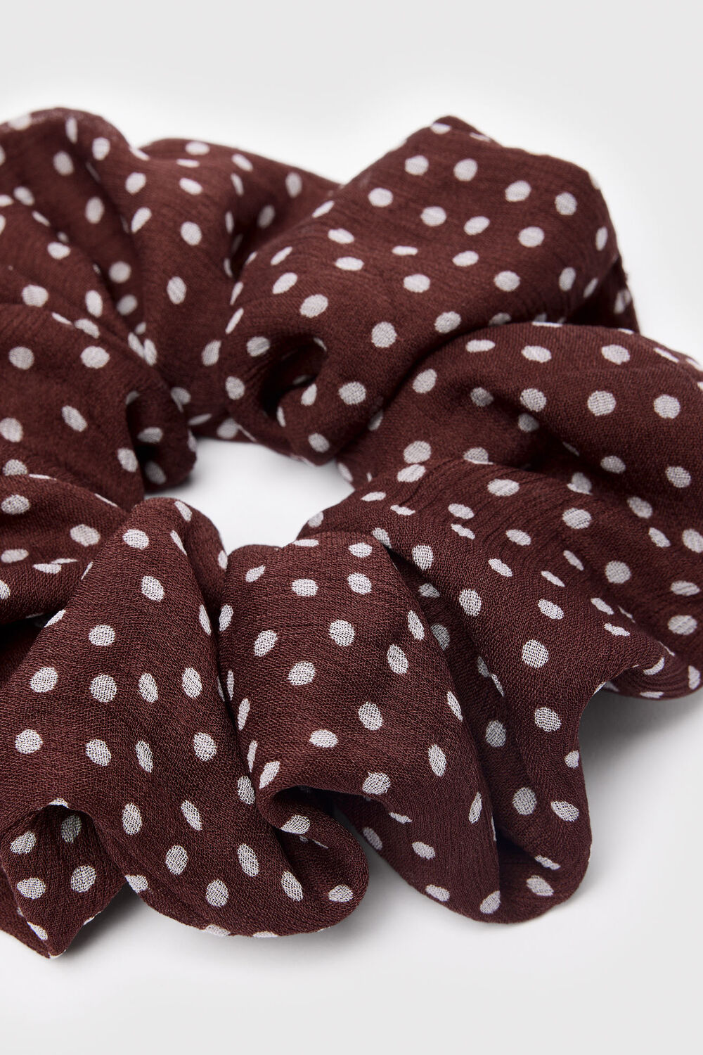 Brown Polka Dot Scrunchie