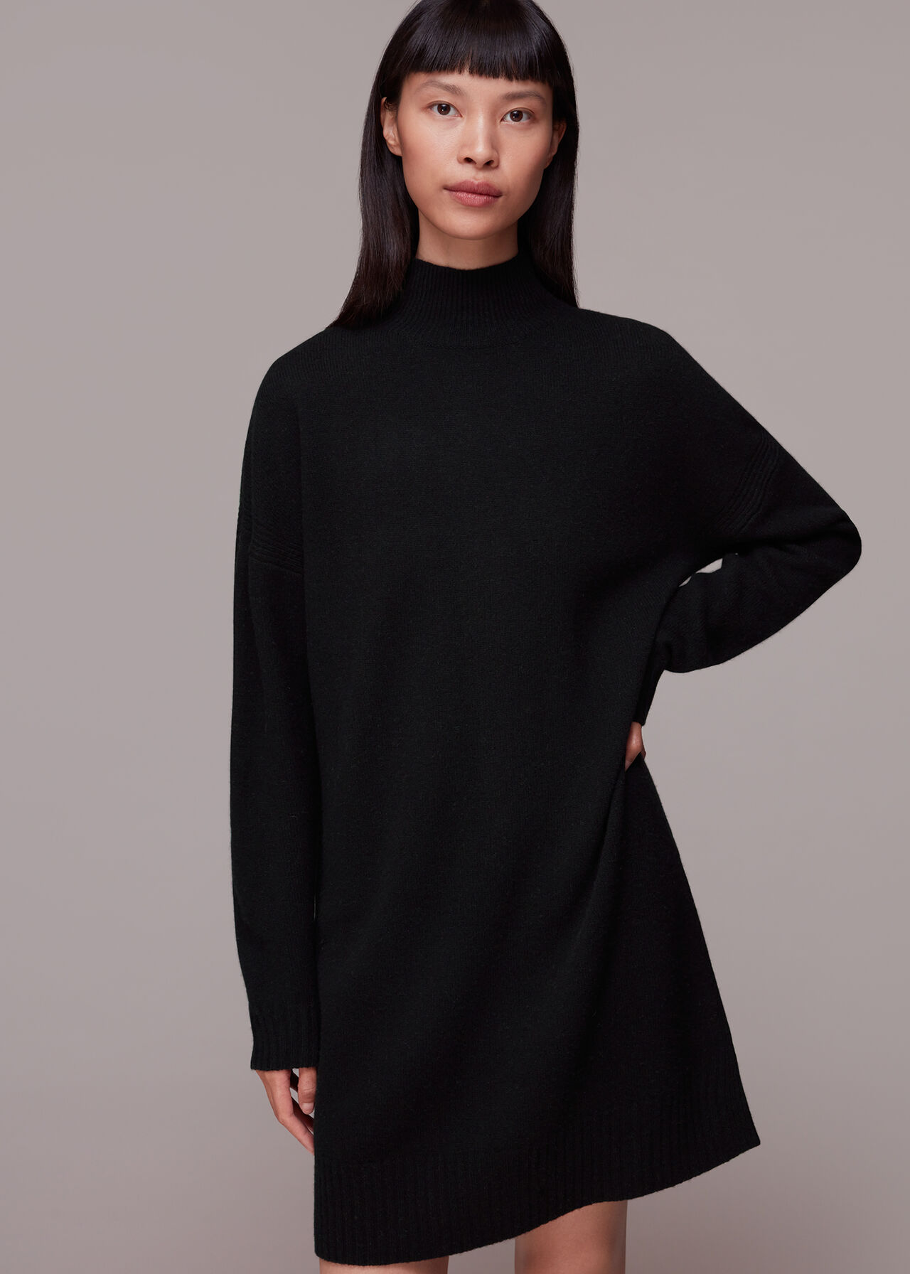 Funnel Neck Knit Dress