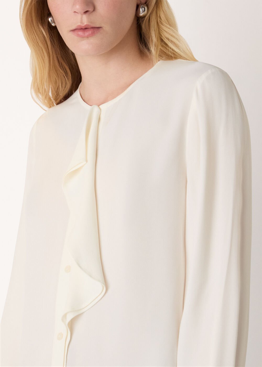 Draped Ruffle Feminine Blouse