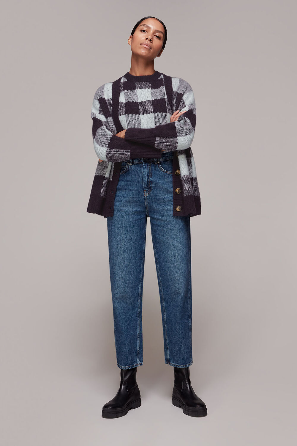 Checked Cardigan