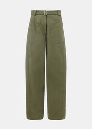 Belted Cotton Barrel Trouser