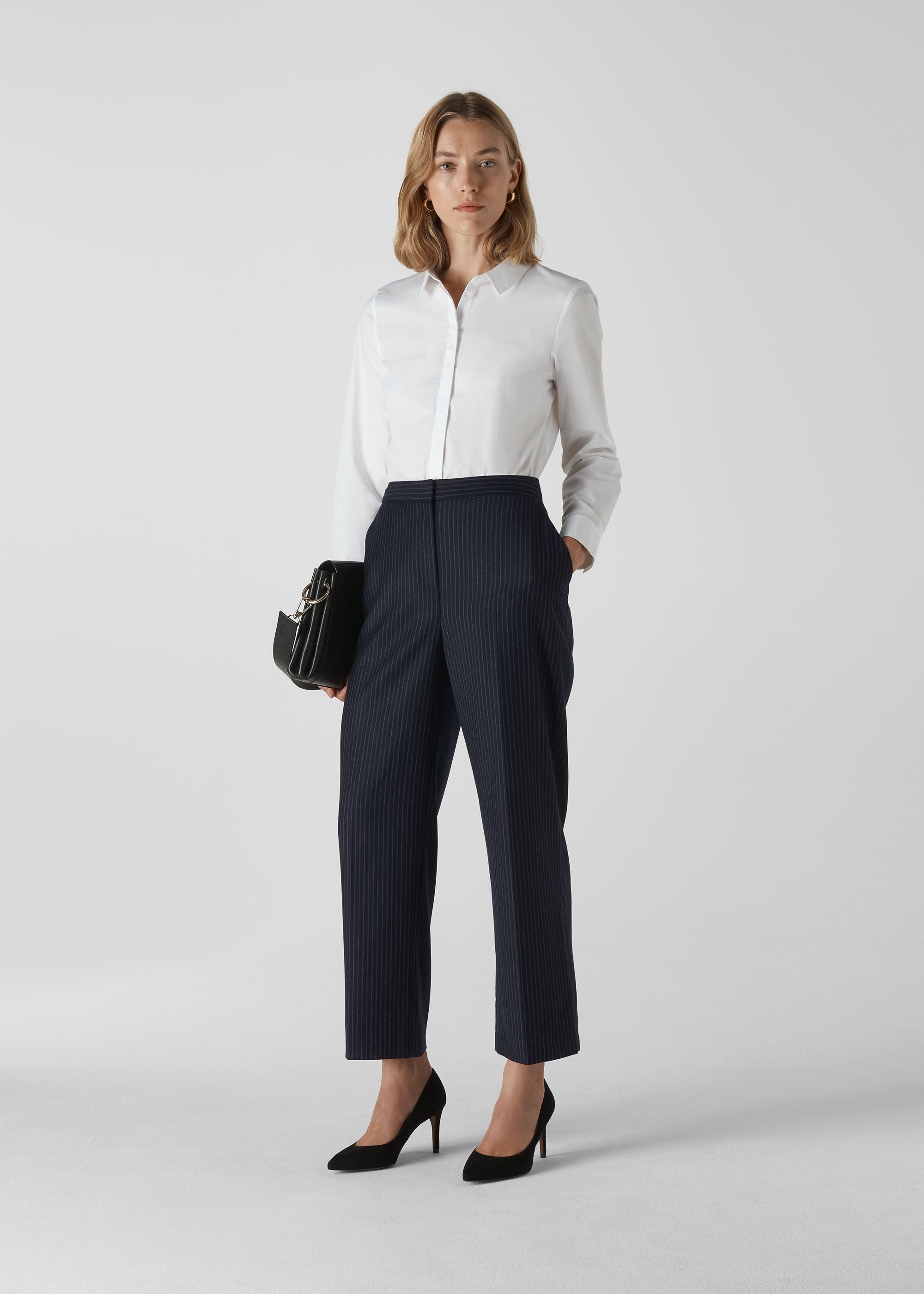 Navy stripe trousers discount womens