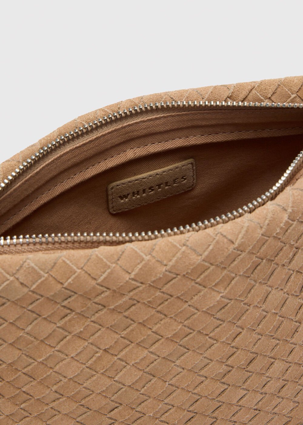 Avah Woven Suede Zip Clutch