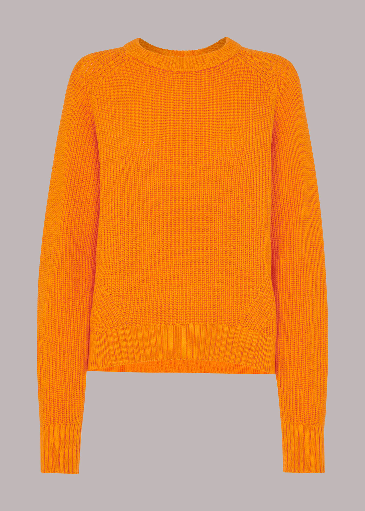 Orange Rib Crew Neck Jumper WHISTLES Whistles UK