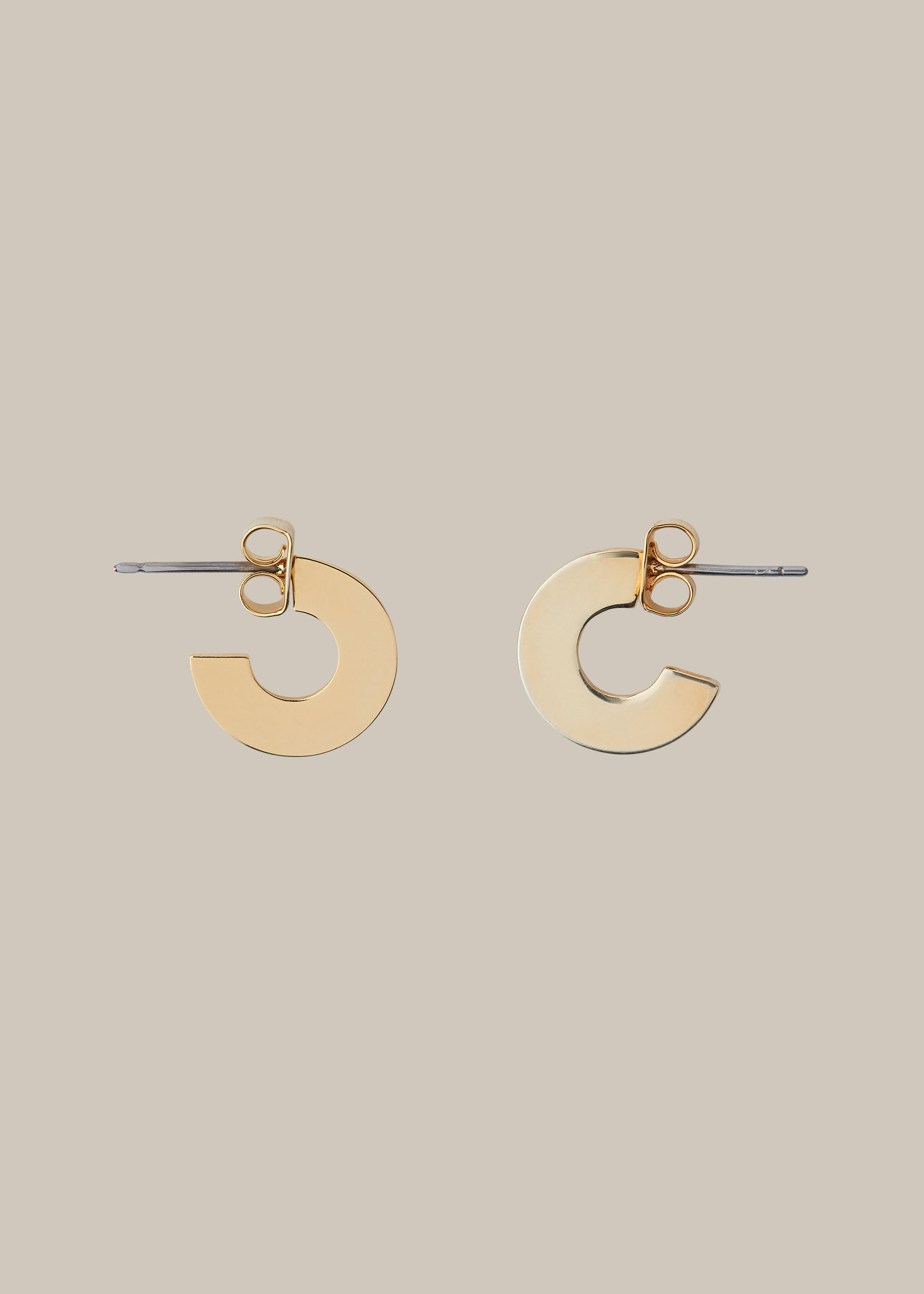 Gold disc online hoop earrings