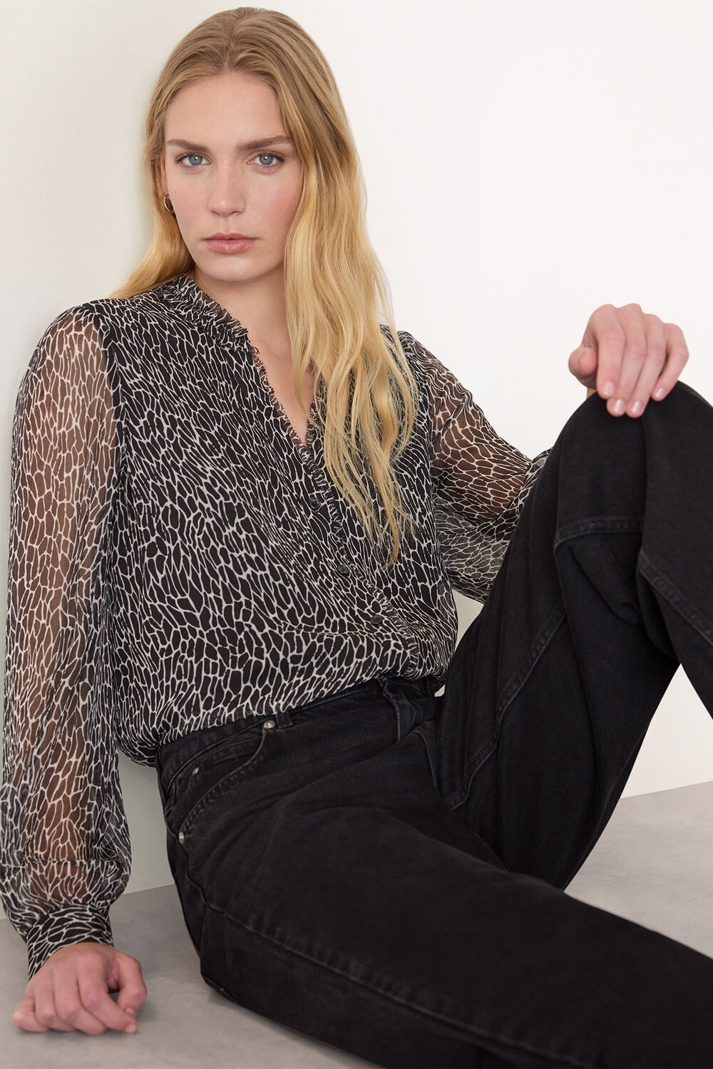 Black Dragonfly Long Sleeve Blouse