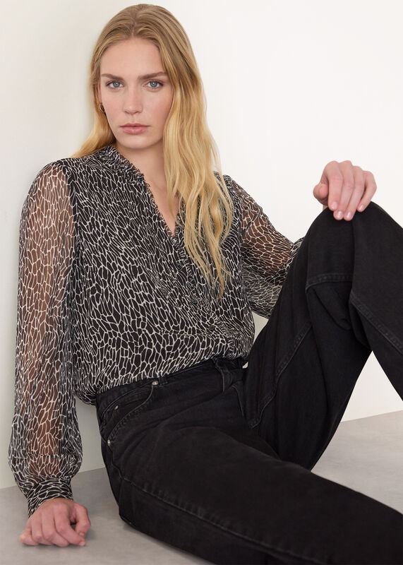 Black Dragonfly Long Sleeve Blouse