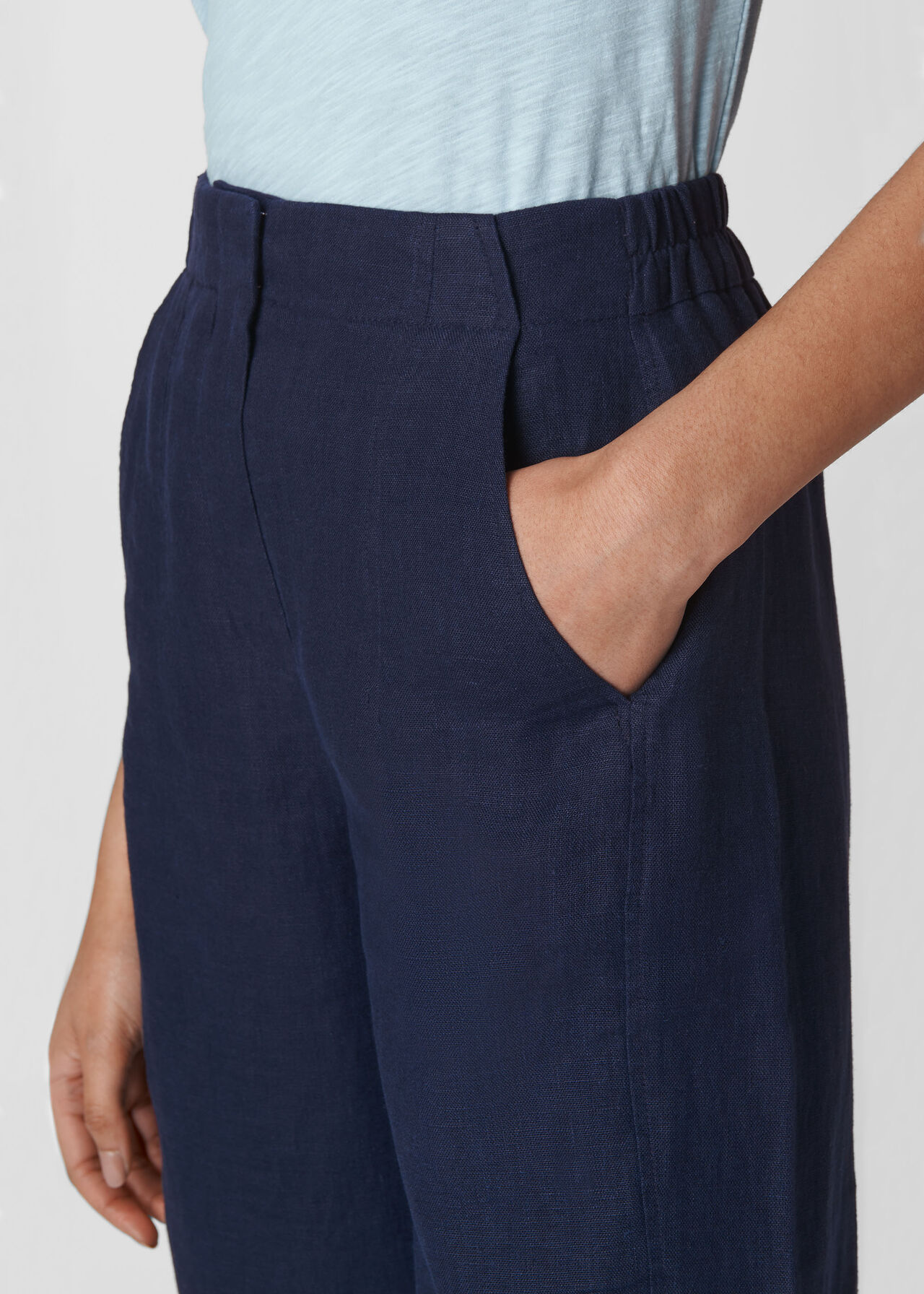 Barrel Leg Linen Trouser Navy