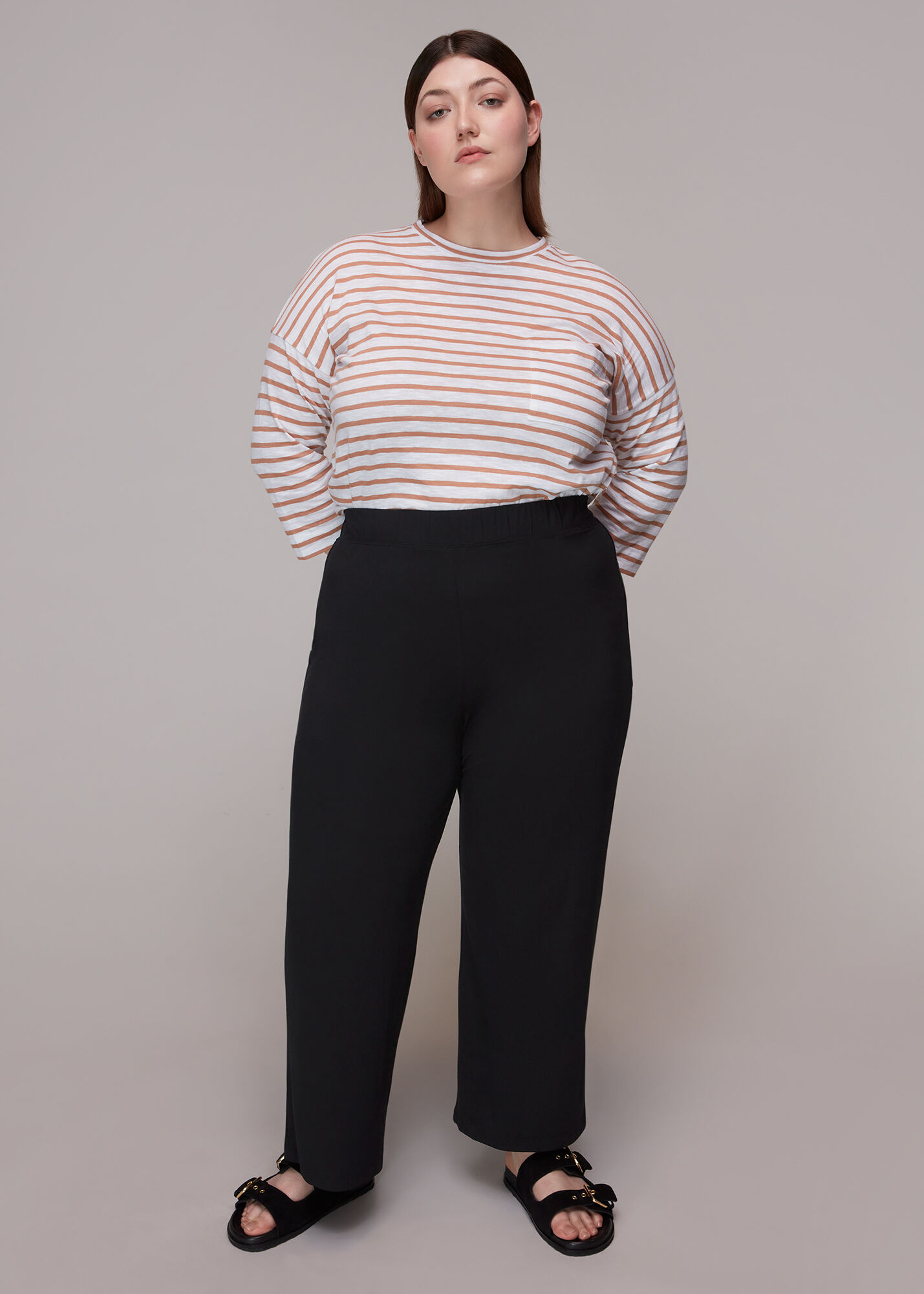 Jersey Wide Leg Trousers with Stretch