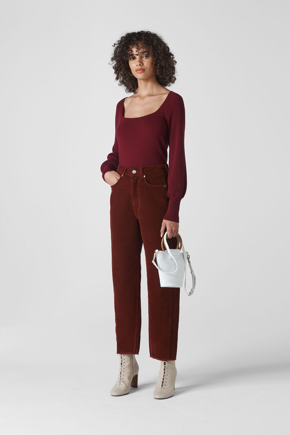 Square Neck Knit Burgundy