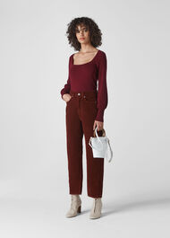 Square Neck Knit Burgundy