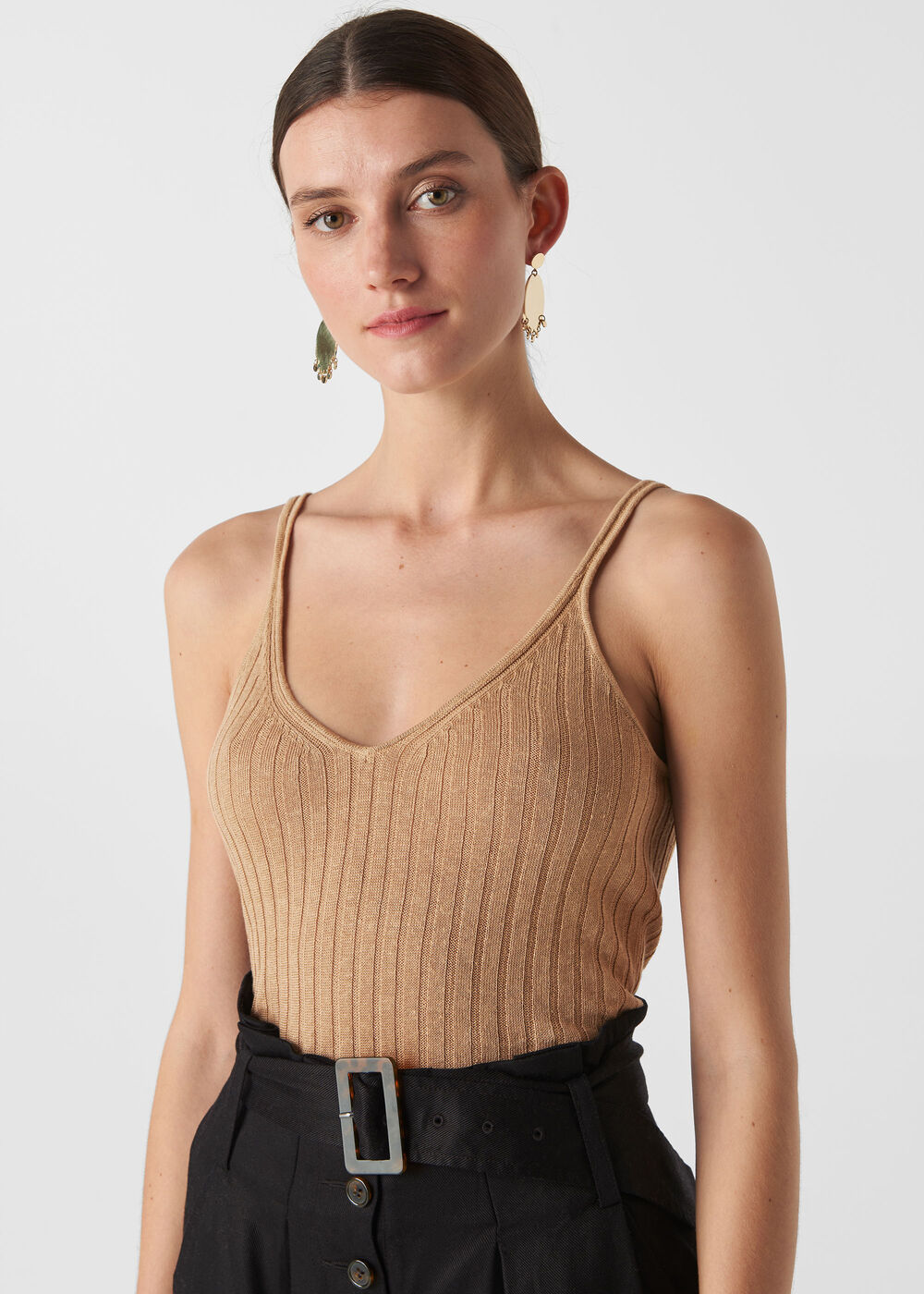 Rib Detail Knit Cami Neutral