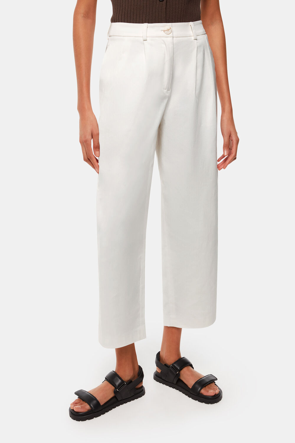 White Bethany Barrel Leg Trouser