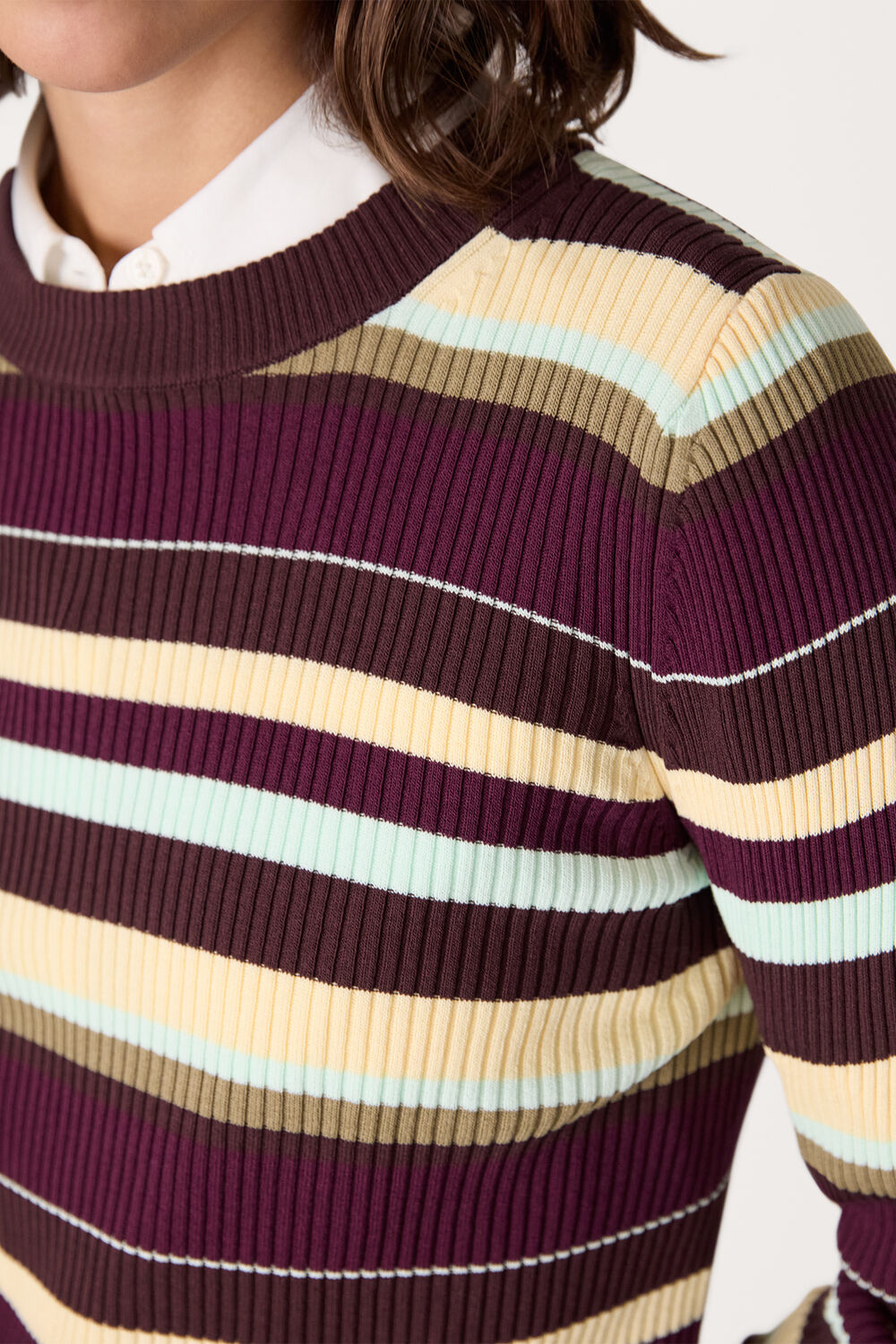 Multi Stripe Crew Neck Knit