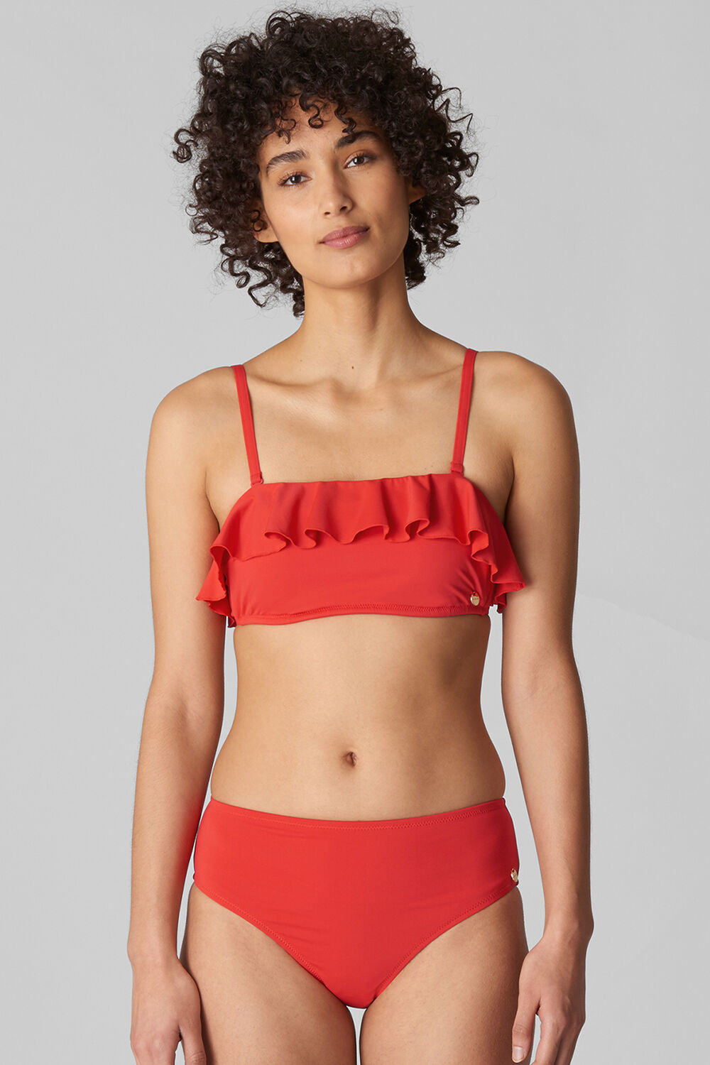 Cali Frill Bikini Top Red