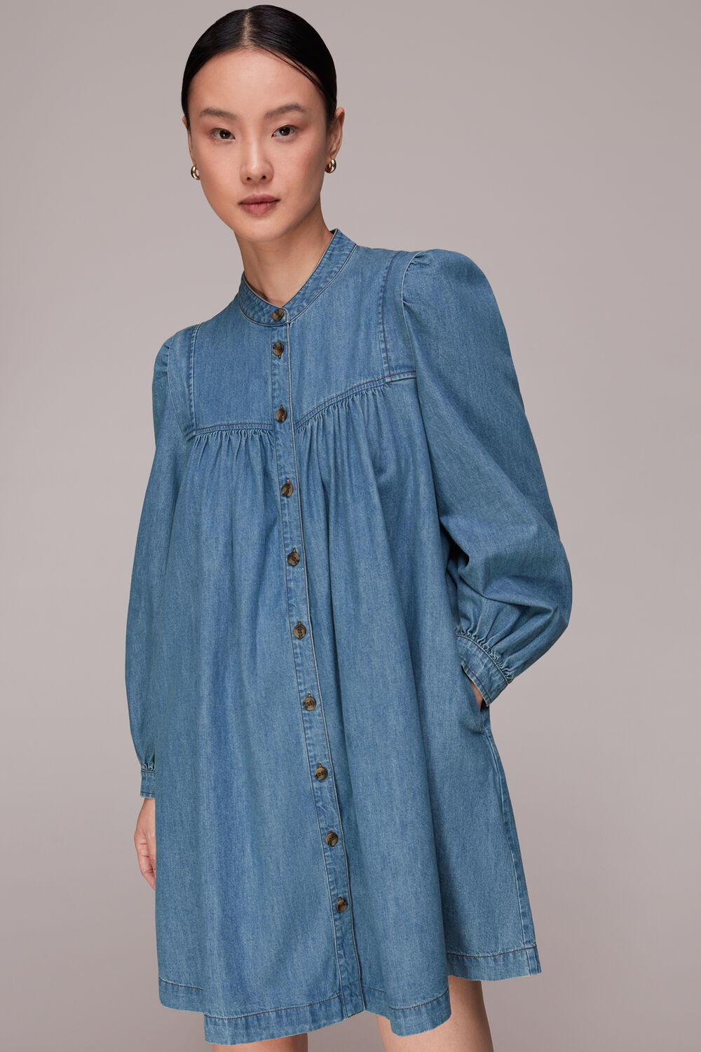 Chambray Denim Trapeze Dress