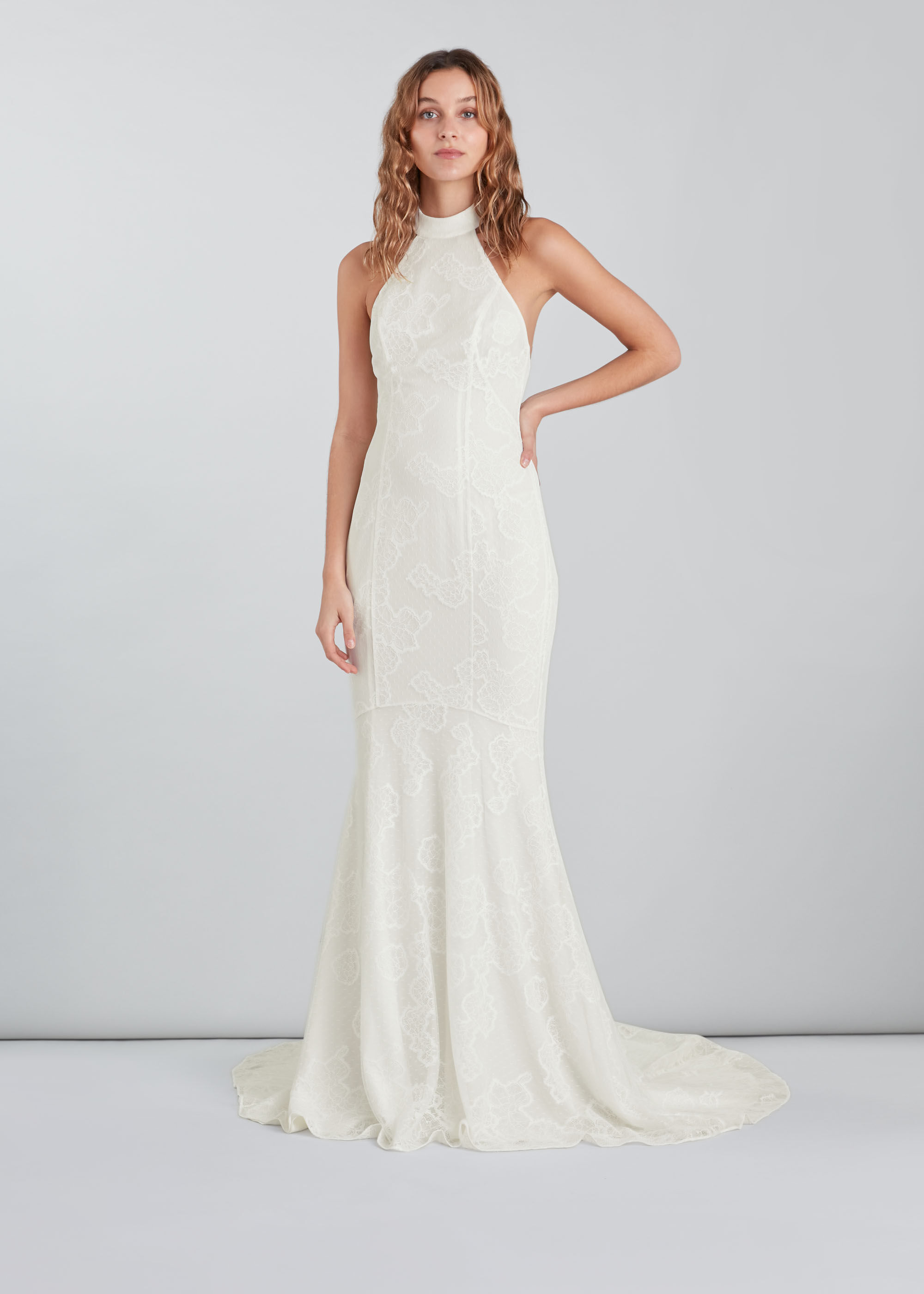 Ivory halter shop neck dress
