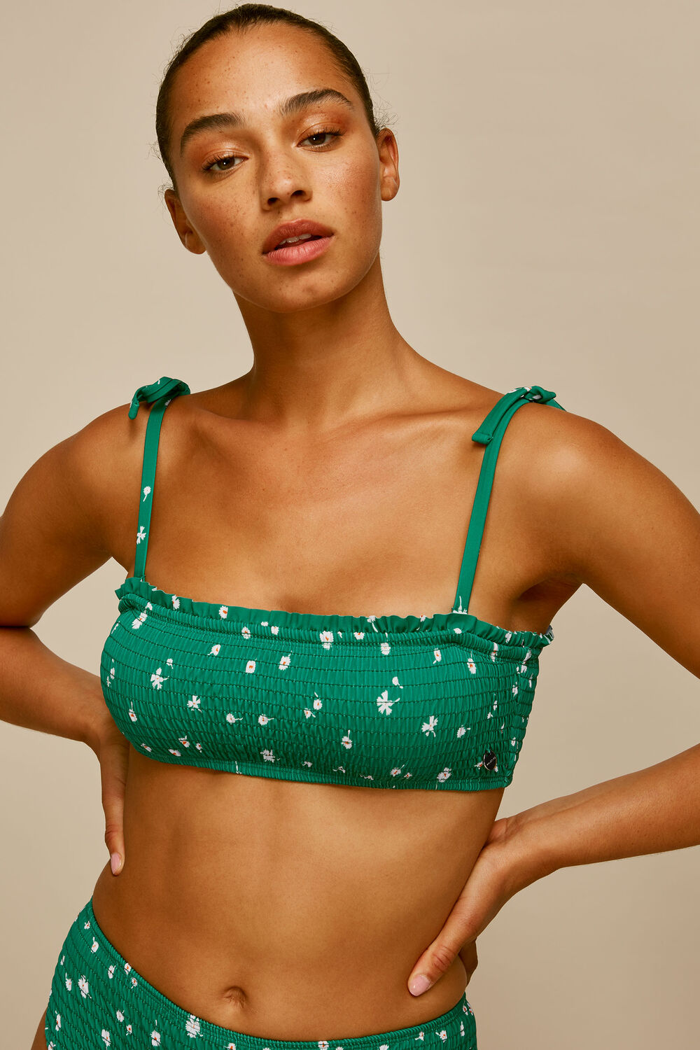 Primula Print Bikini Top Green/Multi