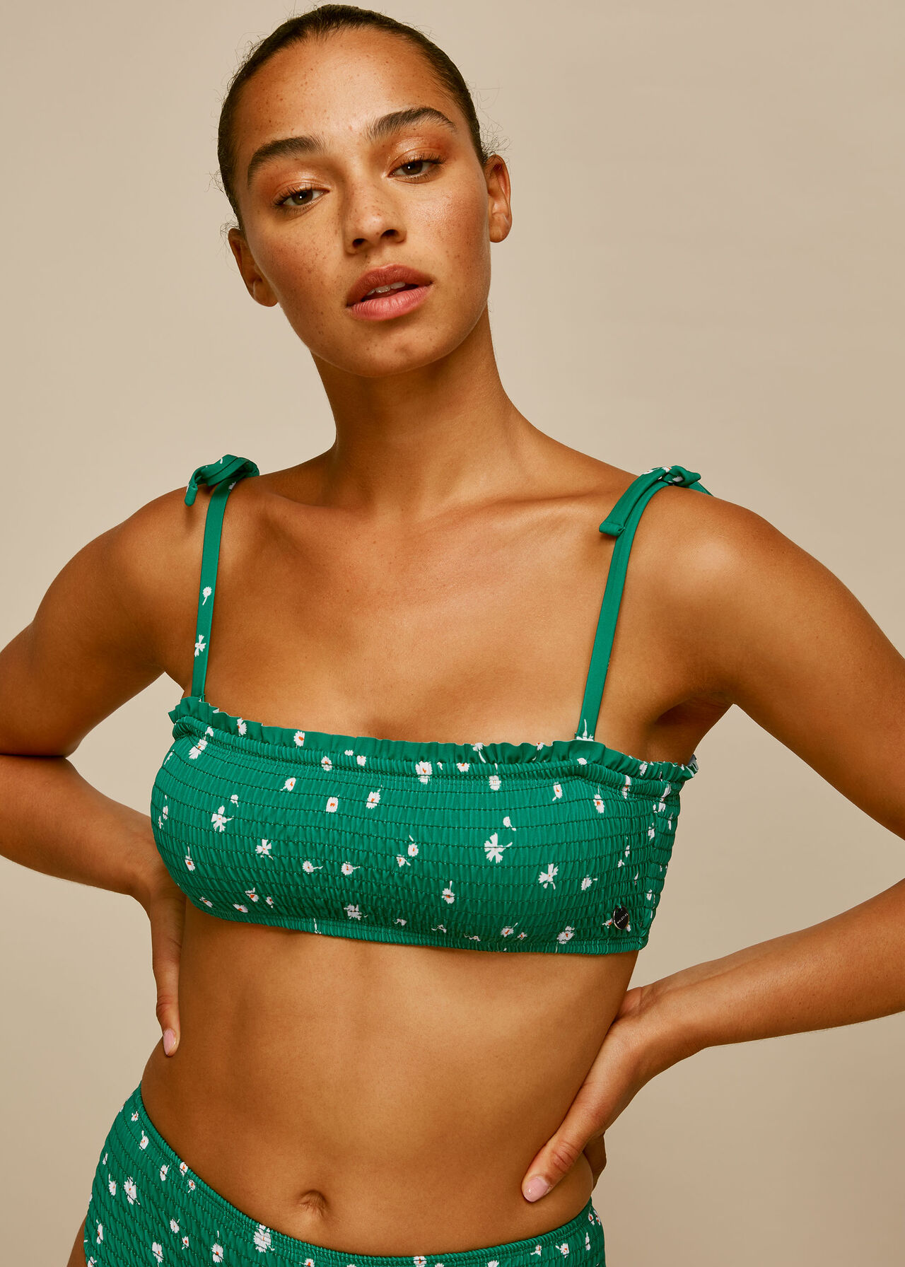 Primula Print Bikini Top Green/Multi
