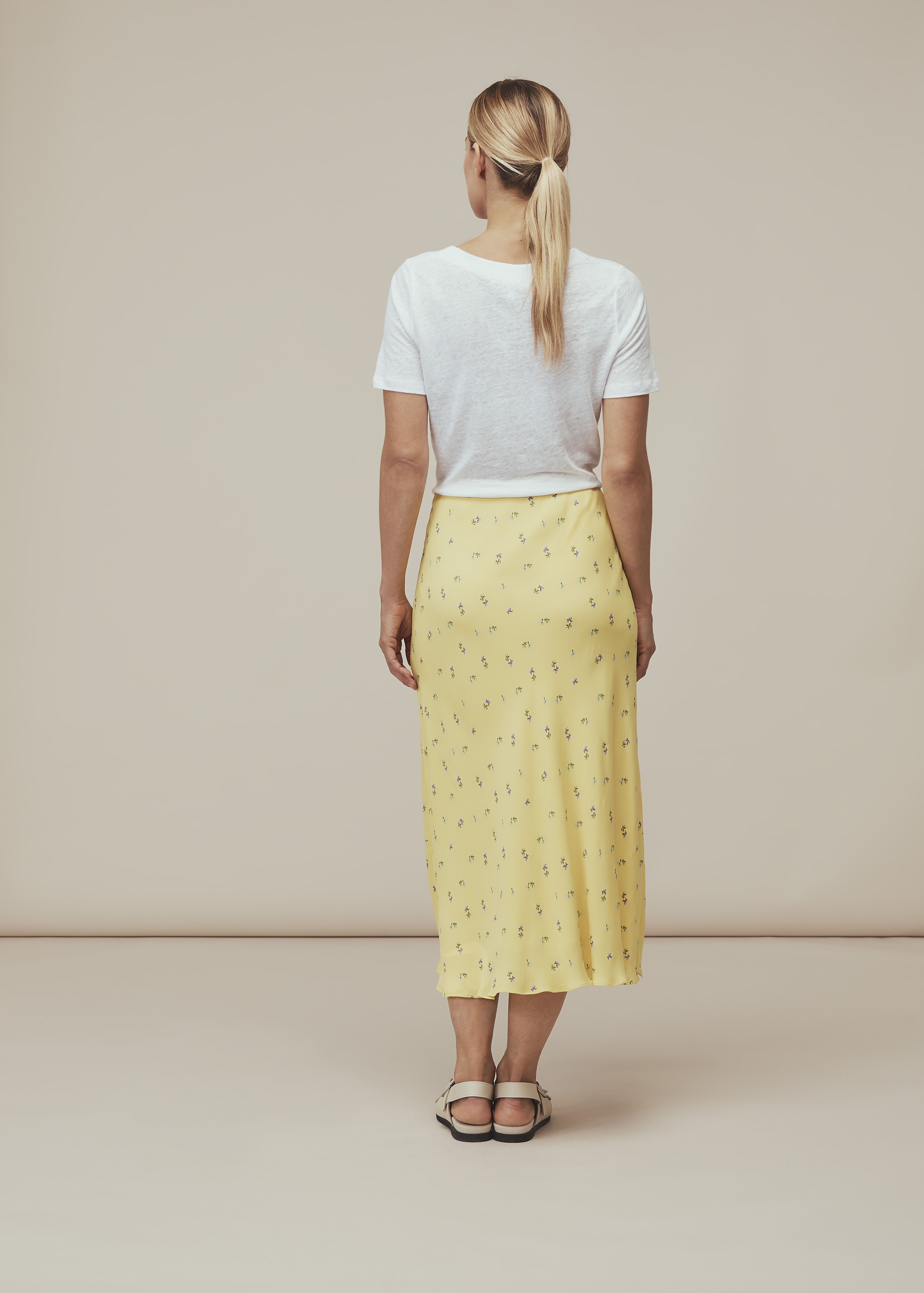 Yellow bias cut skirt
