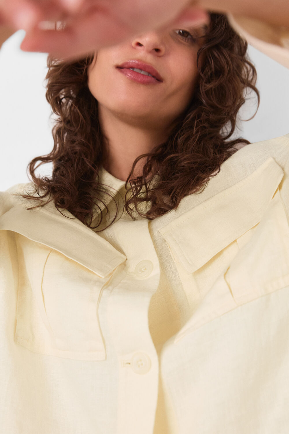 Ivory Abby Linen Casual Jacket