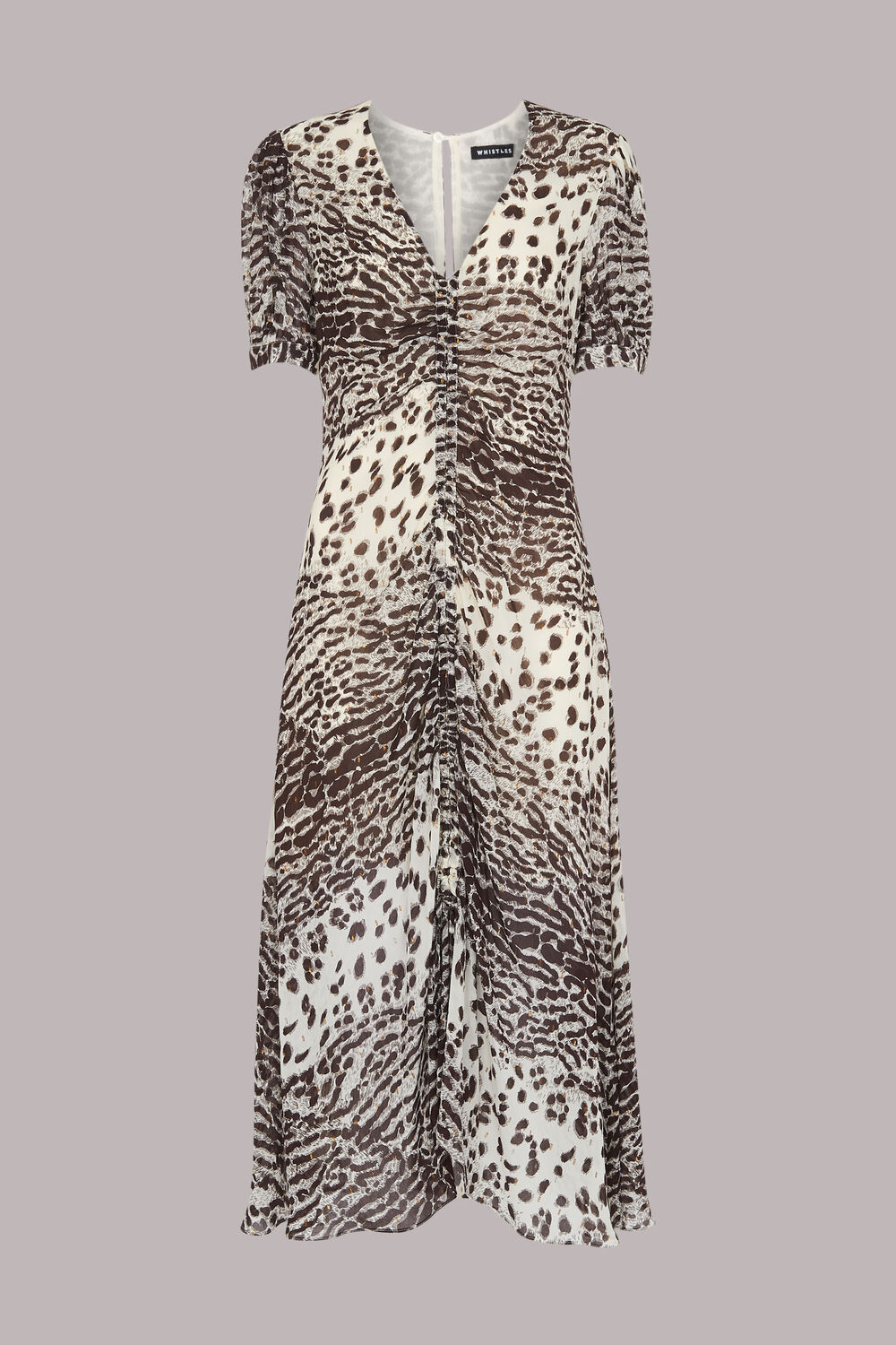 Jaguar Print Ruched Midi Dress