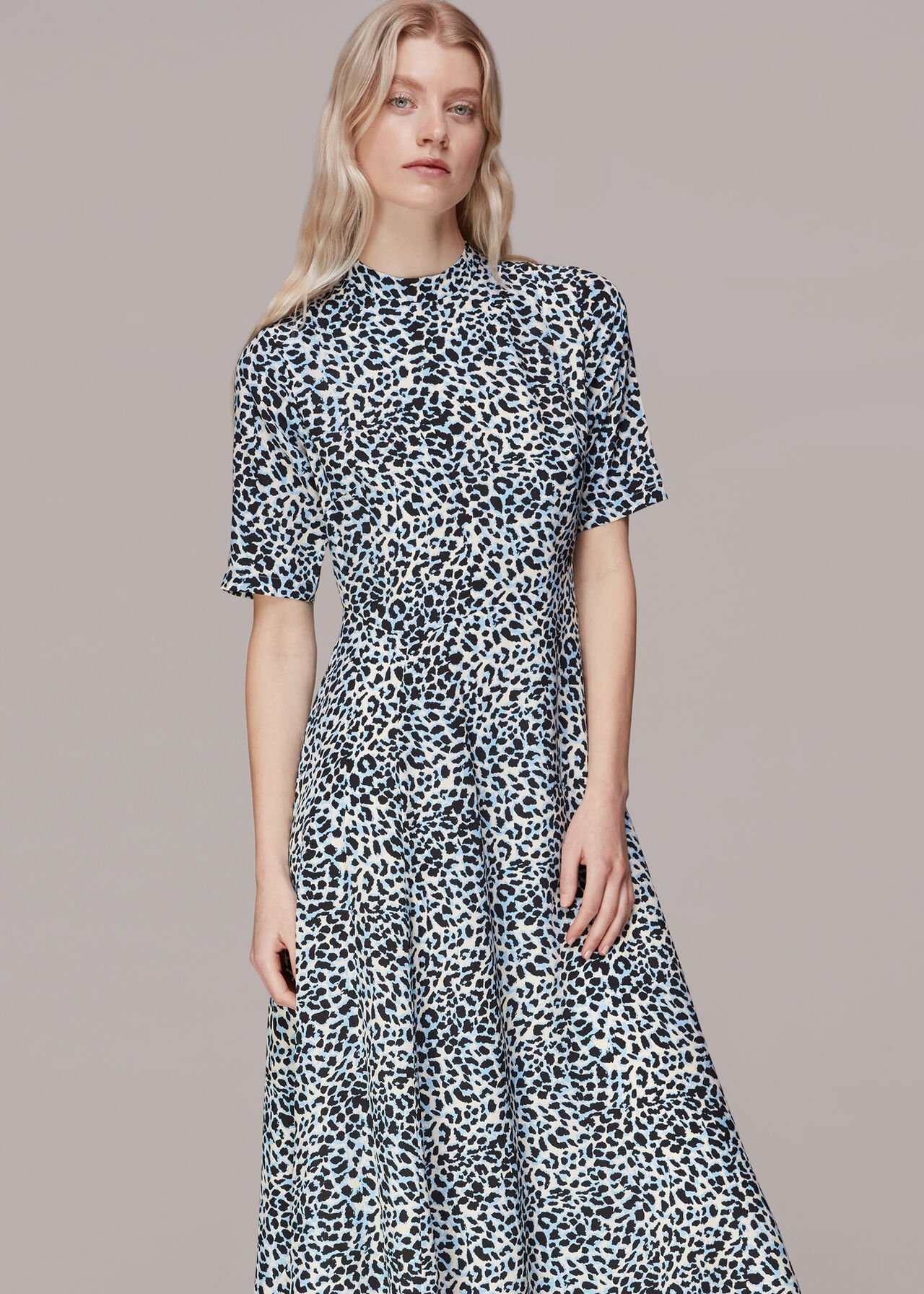 Abstract Cheetah Silk Dress
