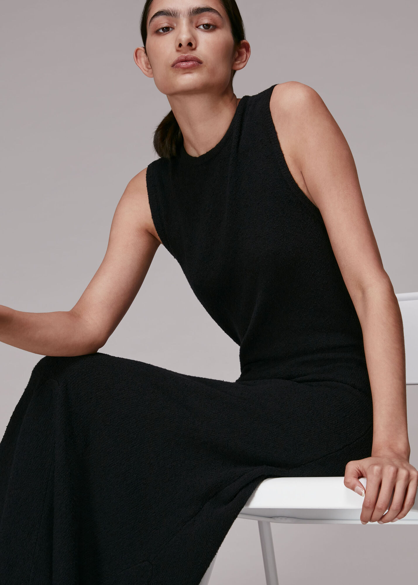 Black Flare Knit Dress WHISTLES Whistles UK