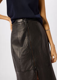 Zip Front Leather Pencil Skirt