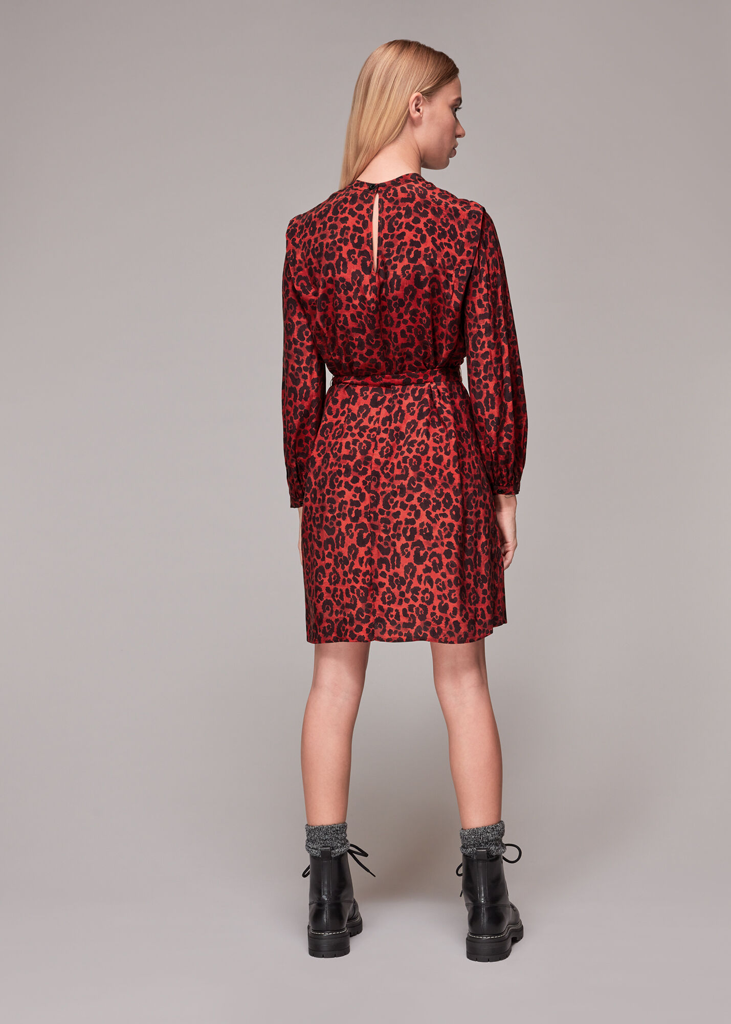 Long red sale leopard print dress