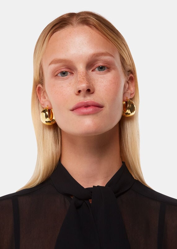 Gold Textured Curved Earring