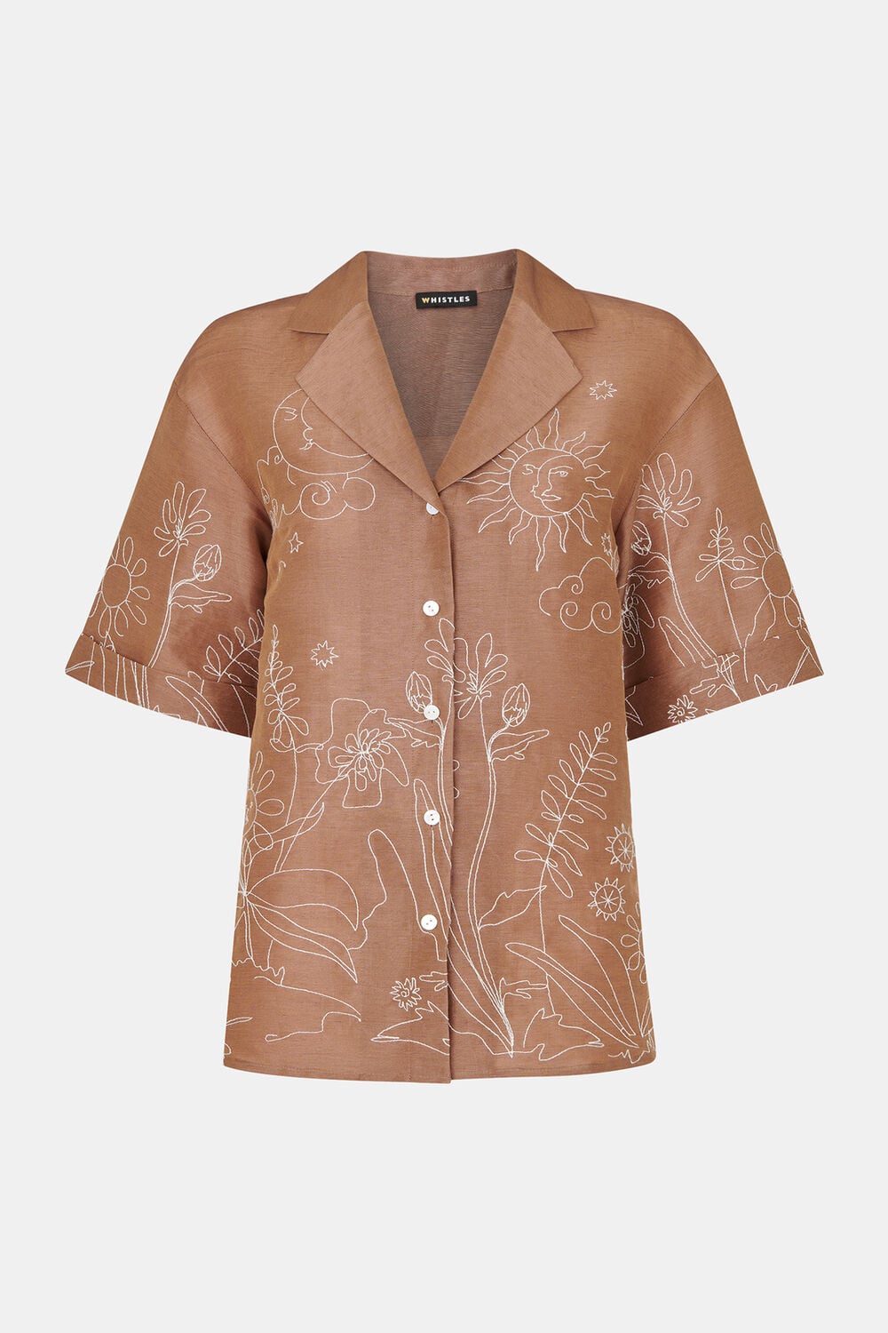 Brown Embroidered Scribble Shirt