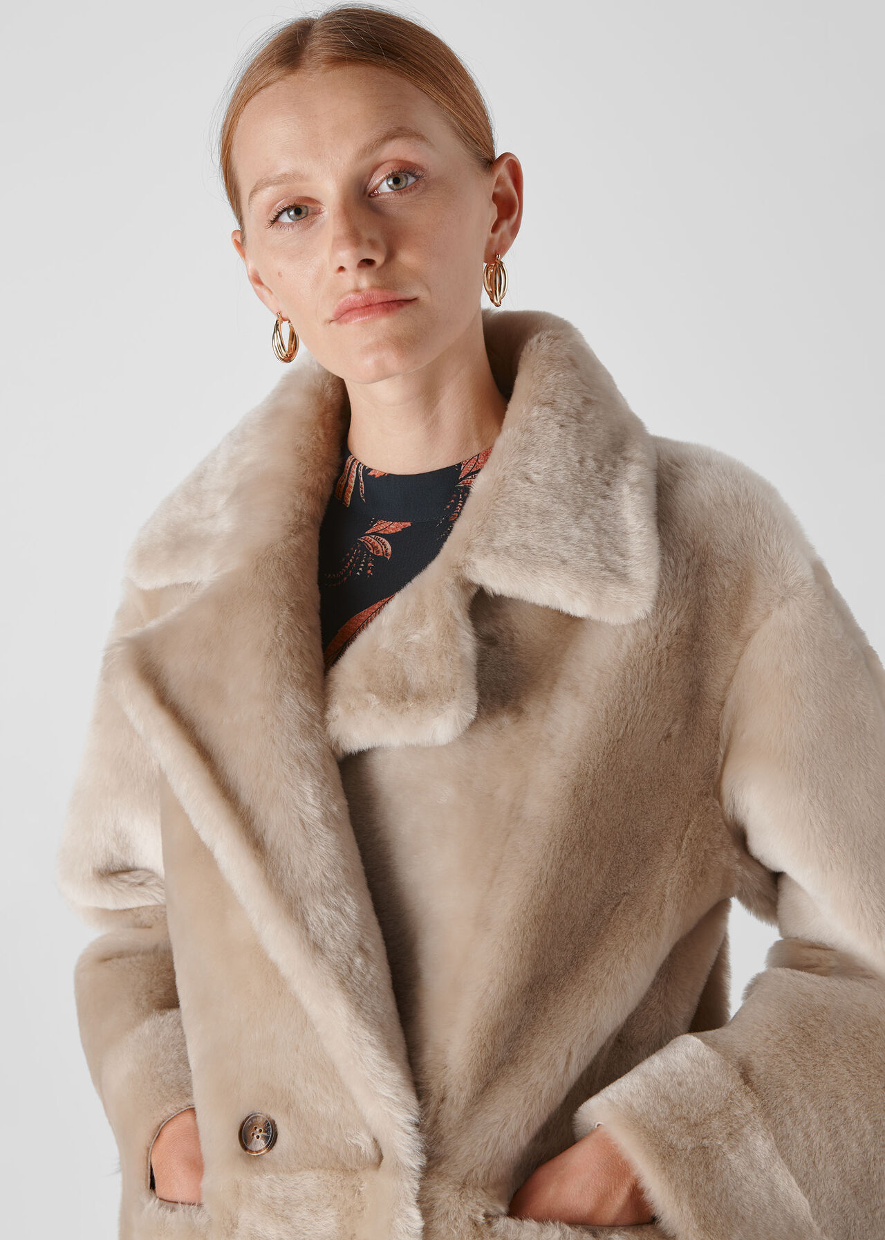 Jude Shearling Coat Grey