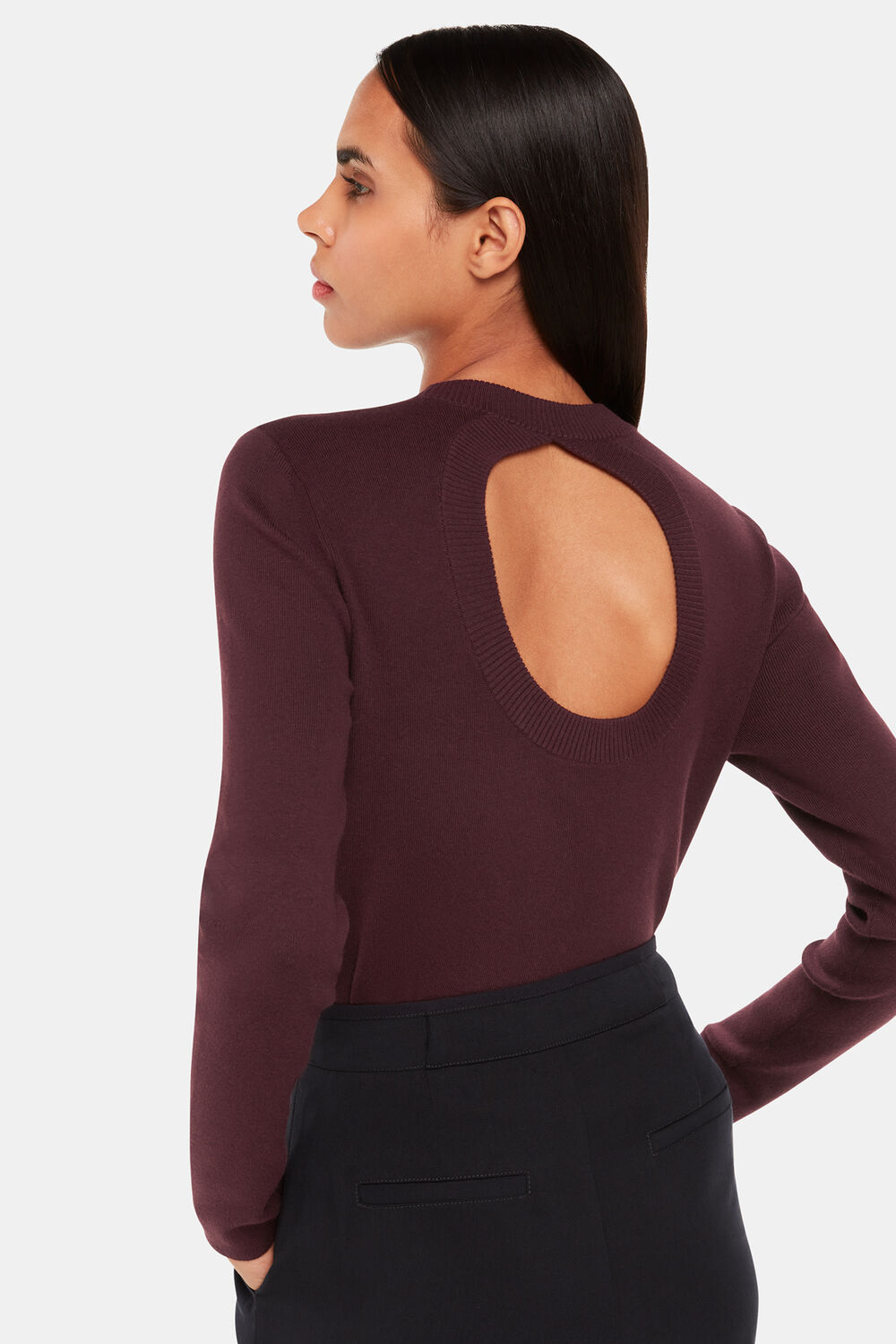 Keyhole Back Crew Neck Knit